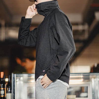 Maden 2024 Autumn Winter Men's Reversible Brushed Fleece Gorpcore Hoodies Amekaji Outdoor Riding High Neck Ninja Mask Sweatshirt