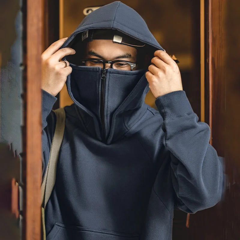Maden American Sweater Mask Hoodie Zipper High Street Machine Coat Men's Autumn Casual Cityboy Special Design Pullover