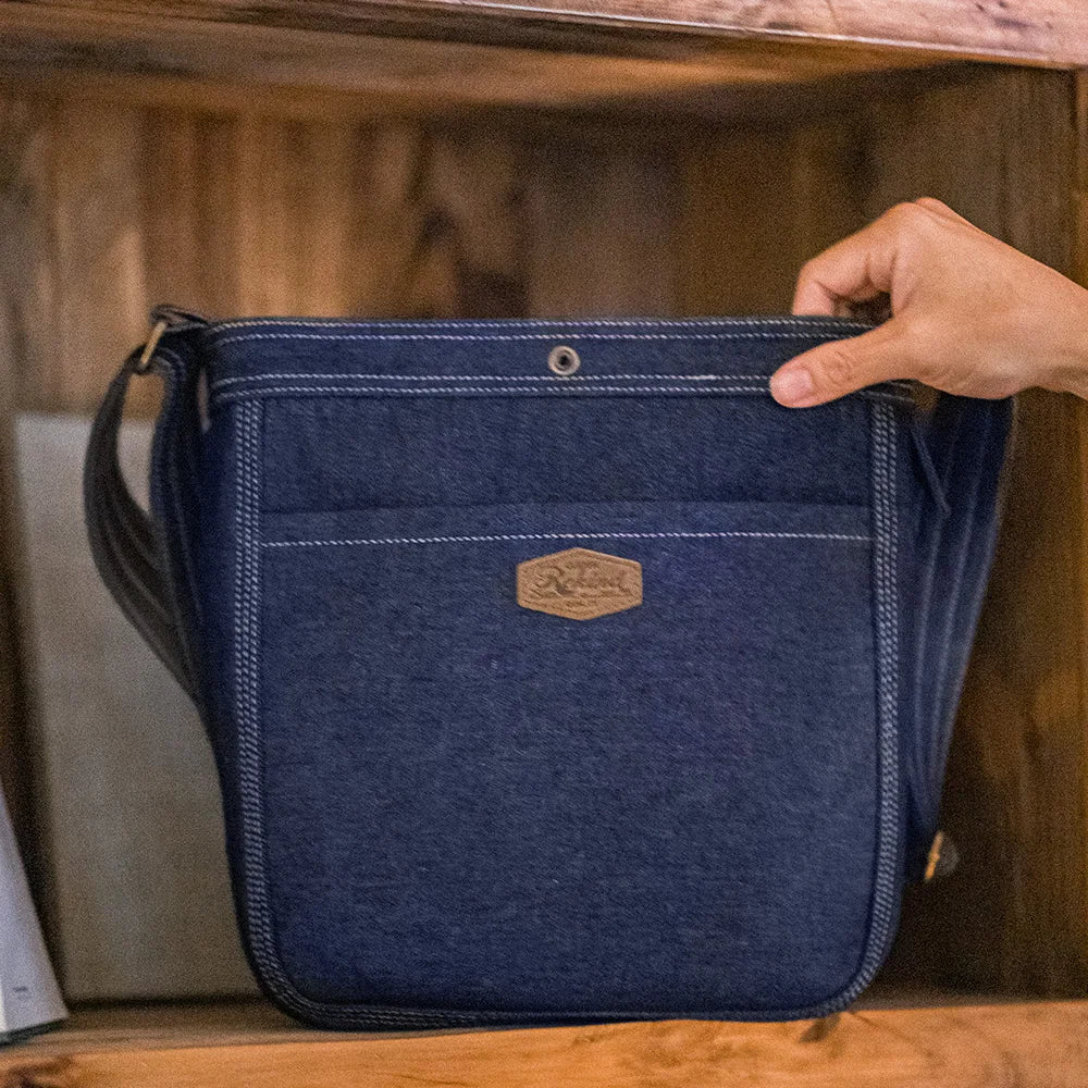 Maden New Retro 9.6oz Denim Washed Cowboy Bag Adjustable Blue Messenger Shoulder Bag Newsboy Unisex Style Bags for Daily
