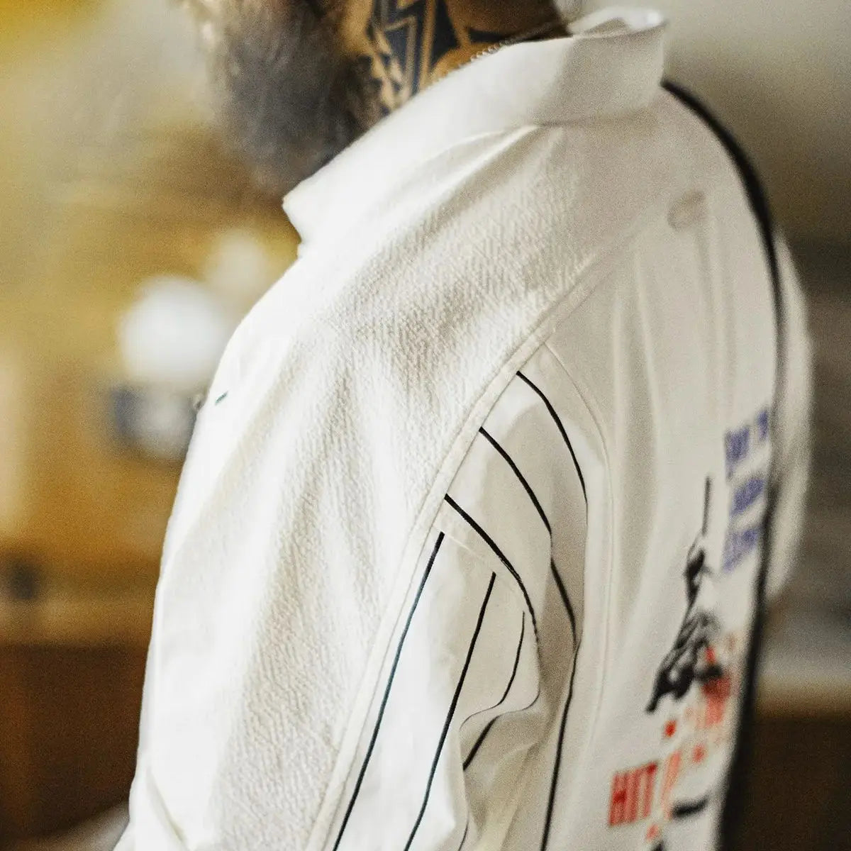 Maden Vintage Men's Baseball Print Polo Letter Embroidered Long Sleeve Shirt Cotton Beige Pullover for Spring and Fall Hoodie