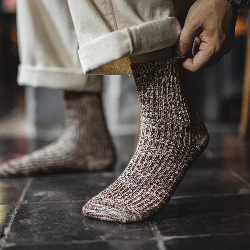 Maden Retro Knitted Mid-calf Cotton Socks Casual Sports Sweat-absorbent Breathable Long Socks Same Style for Men and Women