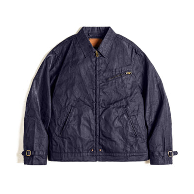 Maden Men's Vintage IV Oil Waxed Canvas Jacket Lapel Zipper Short Outerwear Classic Slim Fit for Men's Spring and Fall Jacket