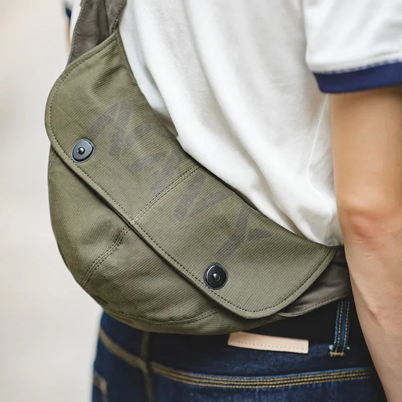 Maden Retro N1 Deck Men's Bags Canvas Messenger Crossbody Chest Waist Bag Green Hats Travel Shoulder Belt Bag
