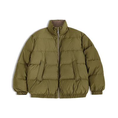 Maden Winter Reversible Down Jacket for Men White Duck Down Filling Versatile Stand-up Collar Warm Coat Mens Solid Color Jacket