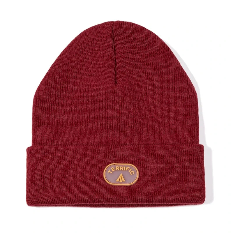 Maden Retro Warm Cotton Knitted Cap 2023 Autumn Winter Men's Wine Red Big Head Hat Casual Gray Beanies