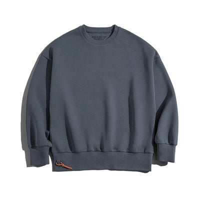 Maden Workwear Retro Grey Off Shoulder Space Cotton Sweater Air Layer Hatless Round Neck Coat Head Men's Fashion