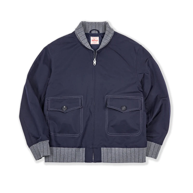 Maden Workwear American Retro A1 Pilot Jacket Bomber Short Contrasting Color Patchwork Baseball Jacket Men's Autumn