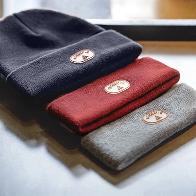 Maden Retro Warm Cotton Knitted Cap 2023 Autumn Winter Men's Wine Red Big Head Hat Casual Gray Beanies