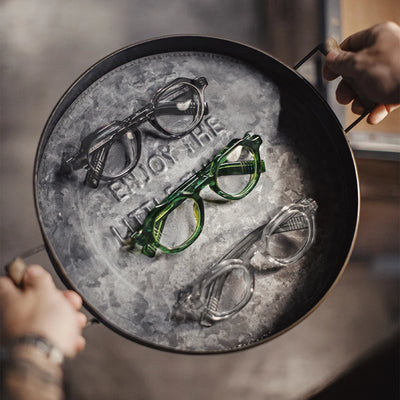 Maden Vintage Round Frame Glasses Unisex Thick Acetate Fashion Eyeglass Frames Retro Trendy Versatile Durable Design Eyewear