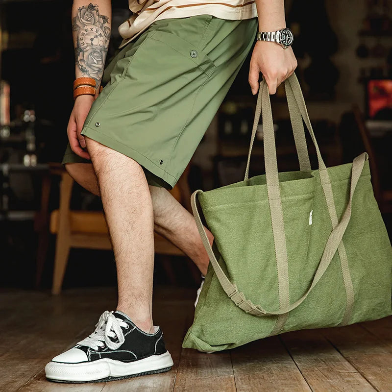 Maden Casual Washed Cargo Shorts Men's Summer Lightweight Straight Leg Drawstring Pockets Shorts Breathable Outdoor Bottoms