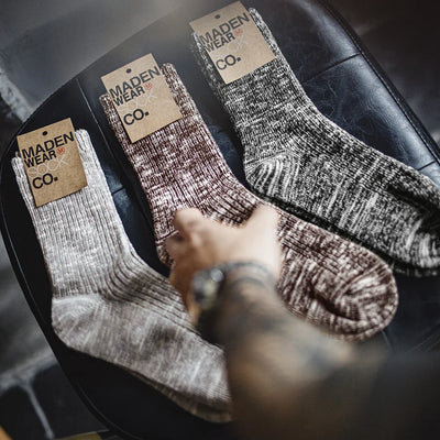 Maden Retro Knitted Mid-calf Cotton Socks Casual Sports Sweat-absorbent Breathable Long Socks Same Style for Men and Women