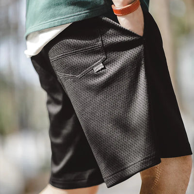 Maden Outdoor Mesh Basketball Shorts Men's Summer Quick-Dry Breathable Pants with Elastic Waist Lightweight Running Sport Shorts