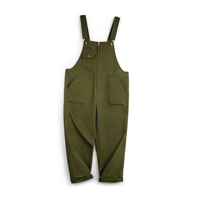 Maden Retro Overalls Casual Straight Jumpsuit for Men's Solid Color Spring and Autumn with Pocket Design Trousers