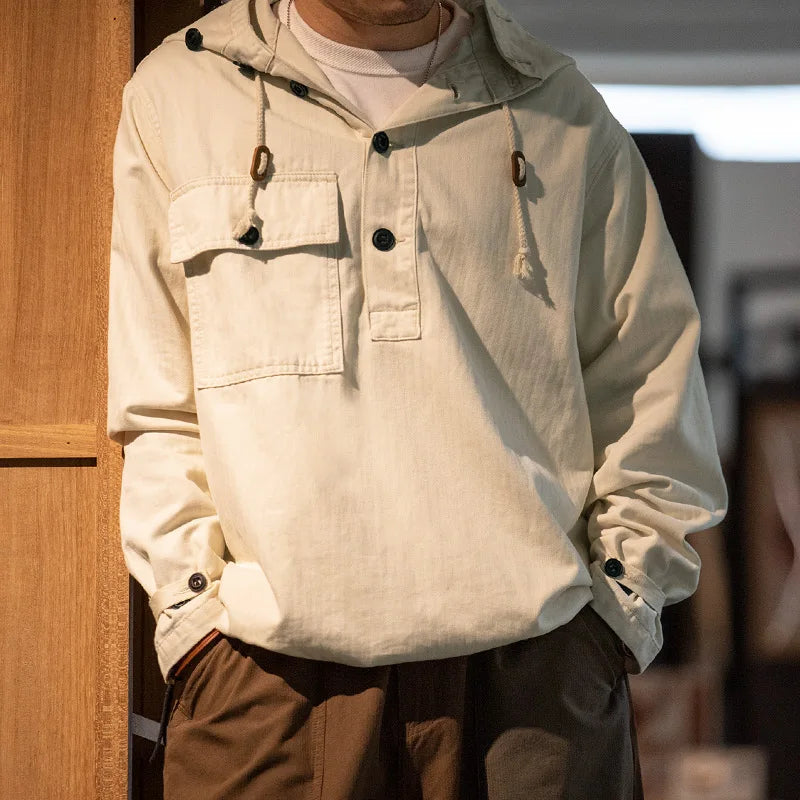 Maden American Retro Beige White Deck Suit Severe Weather Coat Charge Sweater Hoodie Men's Autumn