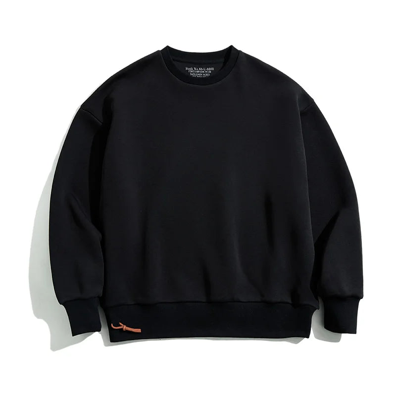Maden Workwear Retro Grey Off Shoulder Space Cotton Sweater Air Layer Hatless Round Neck Coat Head Men's Fashion