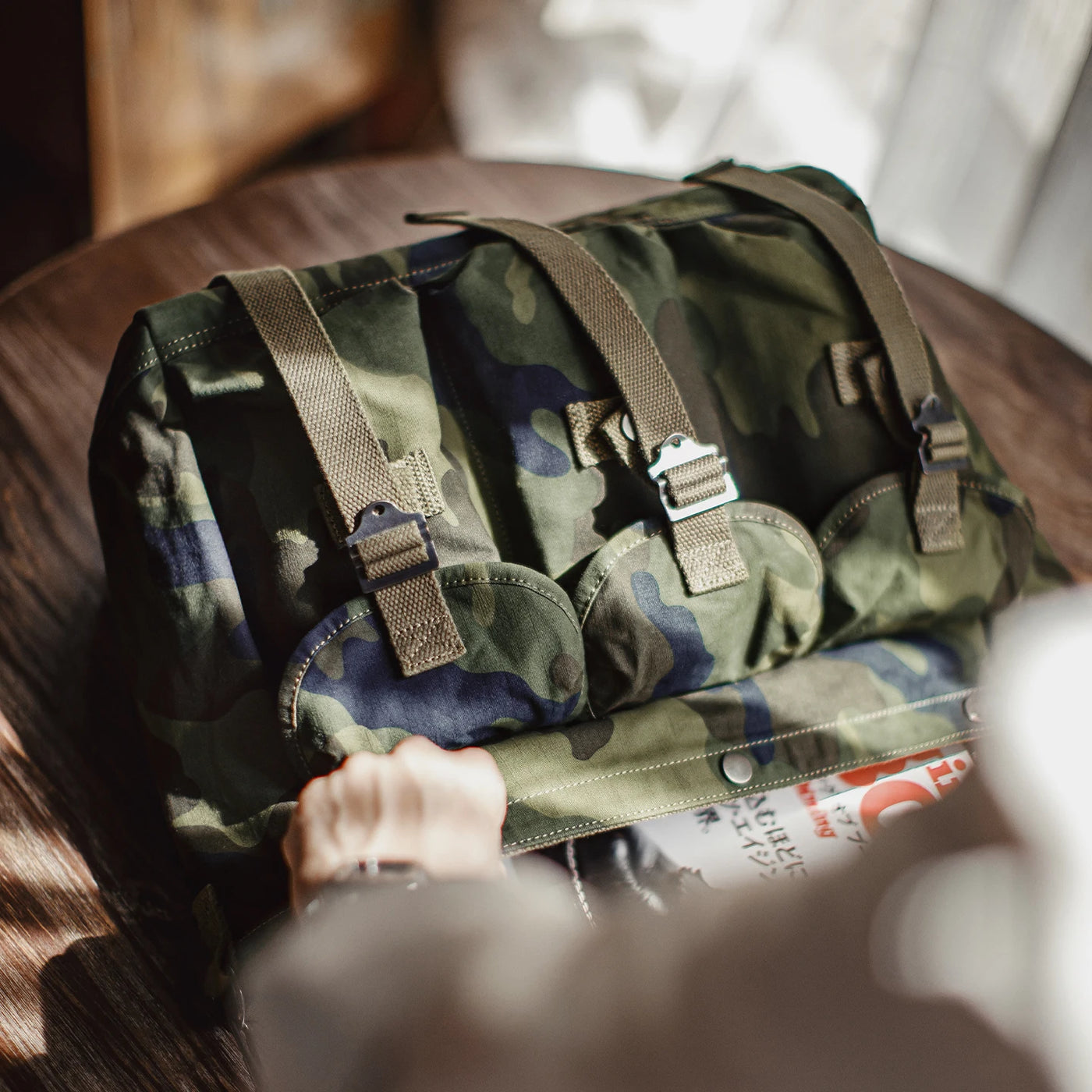 Maden Vintage Men's Tactical Crossbody Bag Camouflage Cotton Messenger Bag Large Capacity Outdoor Jungle Training Shoulder Pack