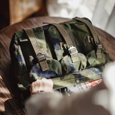 Maden Vintage Men's Tactical Crossbody Bag Camouflage Cotton Messenger Bag Large Capacity Outdoor Jungle Training Shoulder Pack