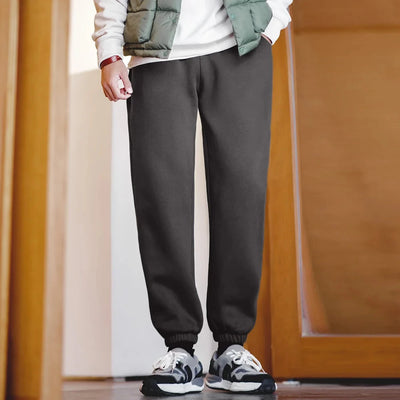 Maden Winter Fleece Sweatpants for Men Warm and Comfortable Solid Color Pants Drawstring Casual Trousers Men's Gray Pants