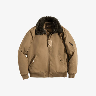 Maden Vintage B15 Bomber Jacket for Men Faux Rabbit Fur Lapel Signature Arm Pocket Winter Thickened Warm Windproof Coat Parkas