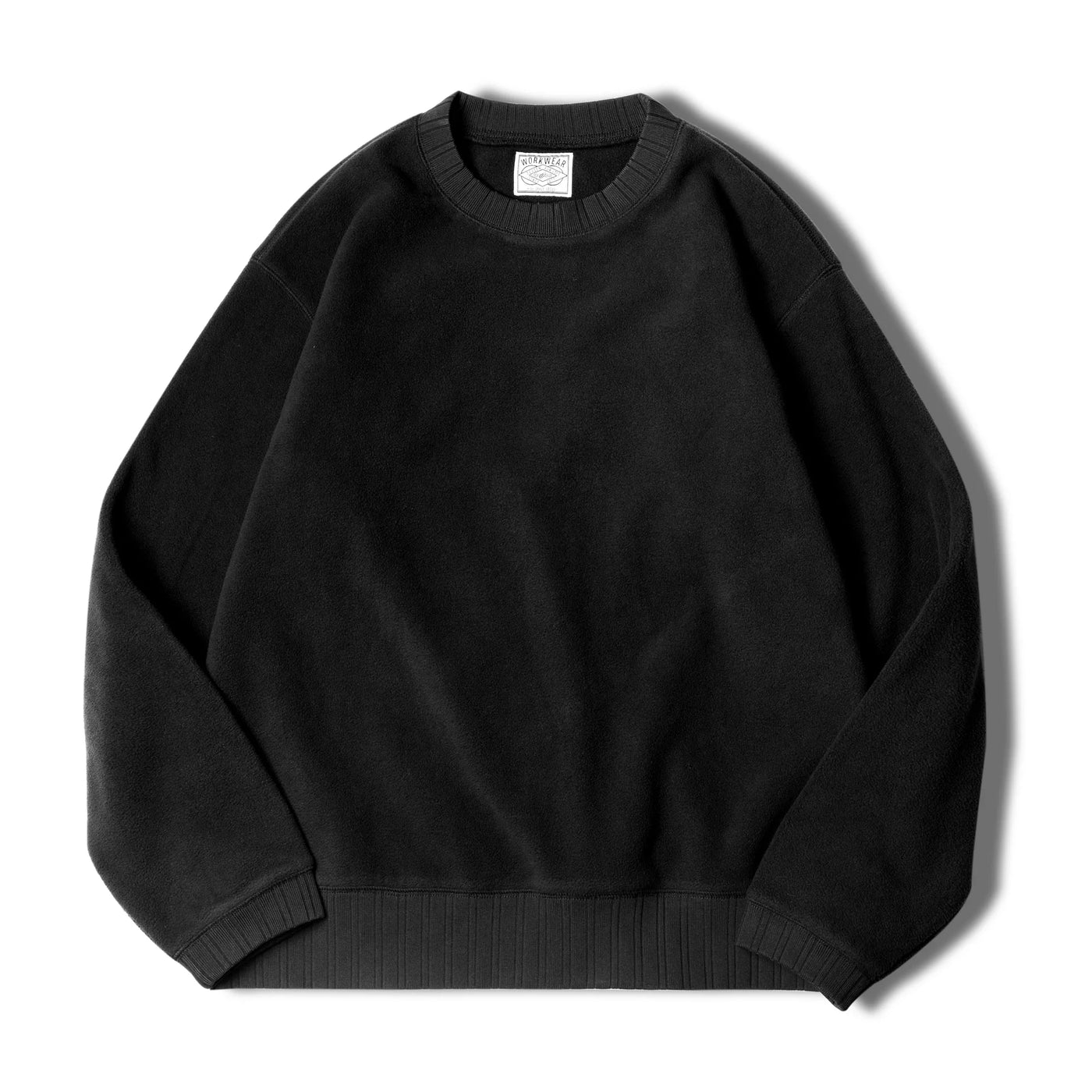 MADEN Men Polar Fleece Sweatshirt Autumn Winter Long Sleeve Round Neck Pullover Warm Thickened Bottom Shirt Black Sweatshirt