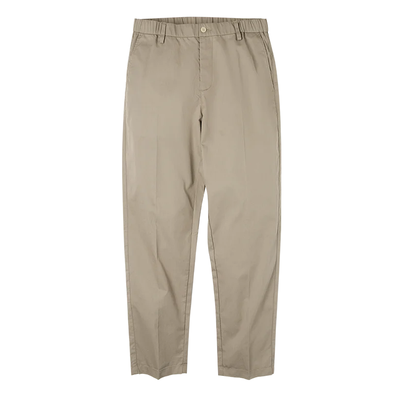Maden Straight-fit Blazer Trousers for Men Khaki Casual Tapered Pants Elastic Waist Comfortable Pants Autumn Versatile