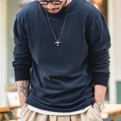 Maden Workwear American Style Plush Long Sleeved T-shirt Elastic Underwear Bottom Sweater Men's Autumn