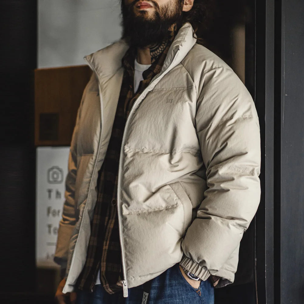 Maden Winter Stand-up Collar Down Jacket for Men White Duck Down Filling Outdoor 4-Grade Waterproof Coat Thickened Warm Jacket