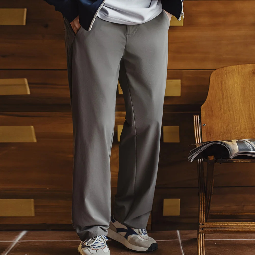 Maden Men's Lightweight Commuter Casual Pants CleanFit Dress Trousers Elastic Wrinkle-Resistant Office Long Pants for Summer