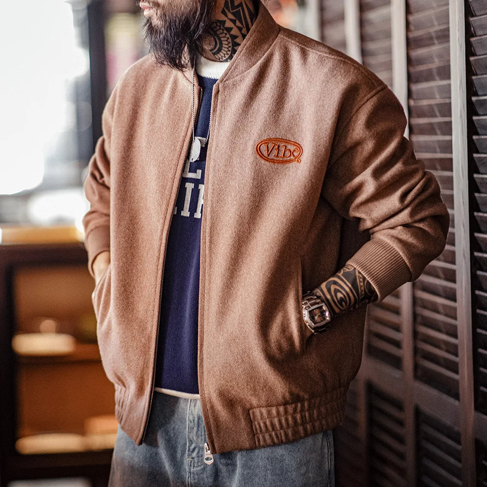 Traff Chaqueta de Béisbol Vintage de Lana