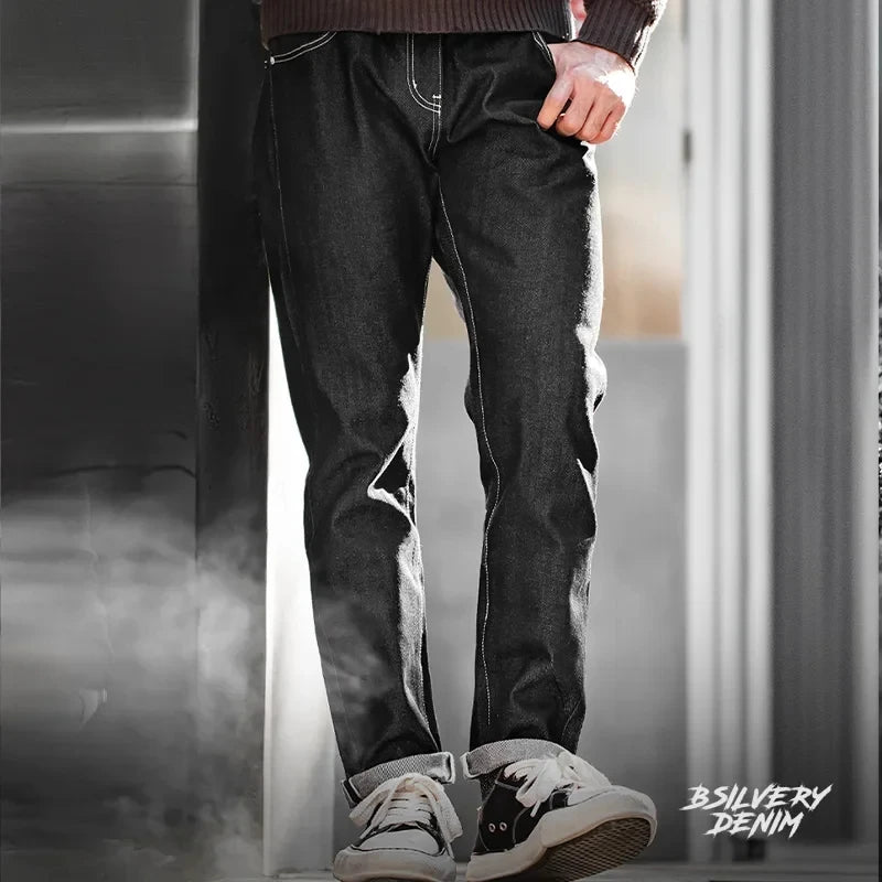Maden Silver Denim Vintage Jeans for Men Amekaji Selvedge Raw Denim 13 Oz Straight Fit Pants 28 To 38 Men’s Clothing  New