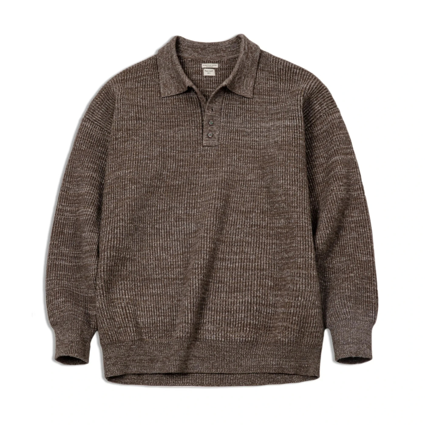 Maden Retro Knitted Polo Shirt Loose Coffee Color Lapel Sweater Autumn Winter Men's Uncle Fu Jumper Casual Knitwear