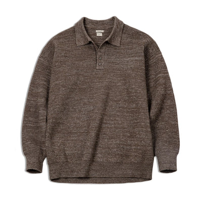 Maden Retro Knitted Polo Shirt Loose Coffee Color Lapel Sweater Autumn Winter Men's Uncle Fu Jumper Casual Knitwear