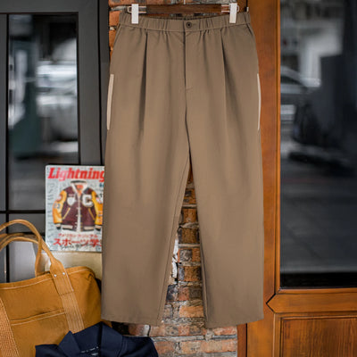 Maden Men Vintage Khaki Casual Pants Lightweight Tapered Long Pants Elastic Waist Wrinkle-Resistant Trousers for Fall Commuting